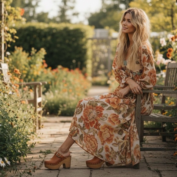 Free People Ethereal Bohemian Renaissance Timeless Tapestry Maxi Dress XL NWT - Picture 7 of 17